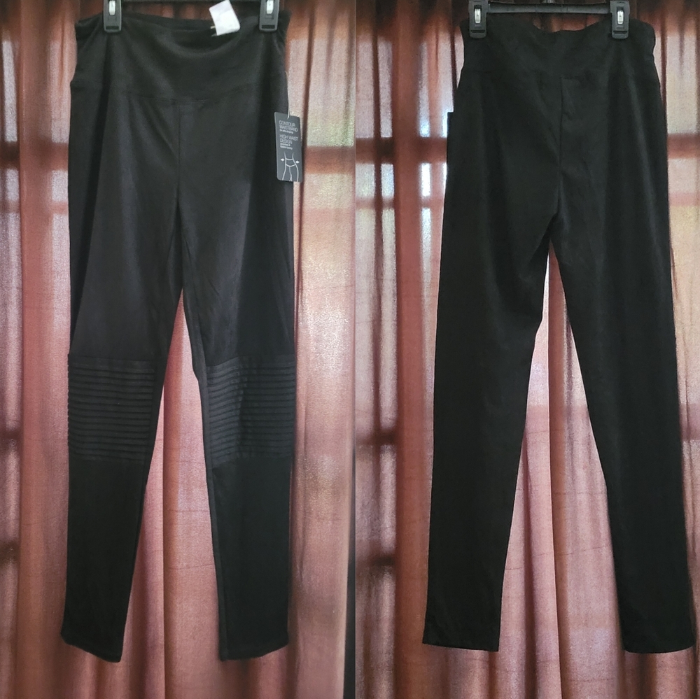 INC International Concepts High rise moto leggings black knit texture… - Picture 5 of 7